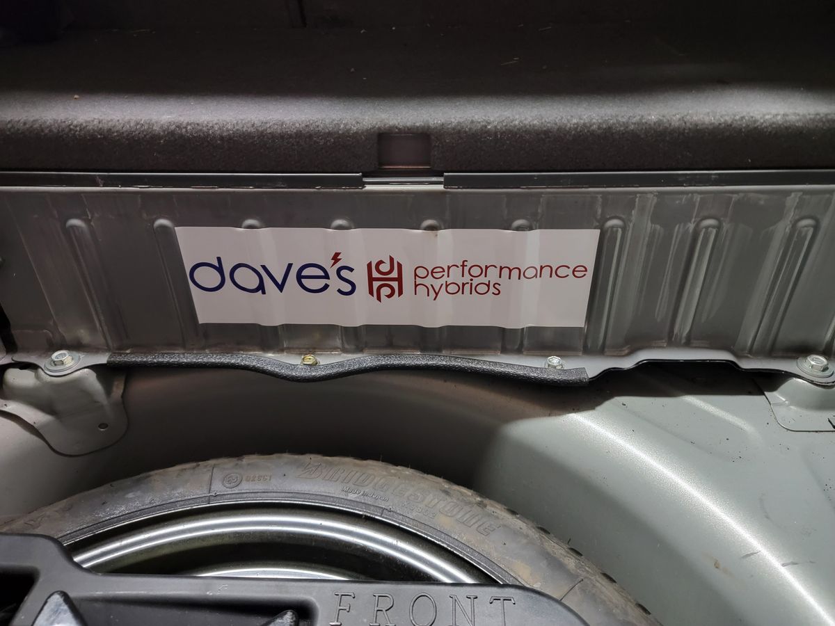 Hybrid battery pack removed for testing, showing manufacturer label